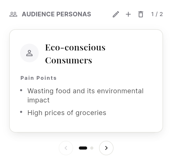 Atelier audience personas card