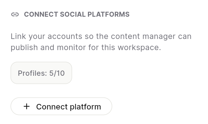 Atelier connect social platforms card